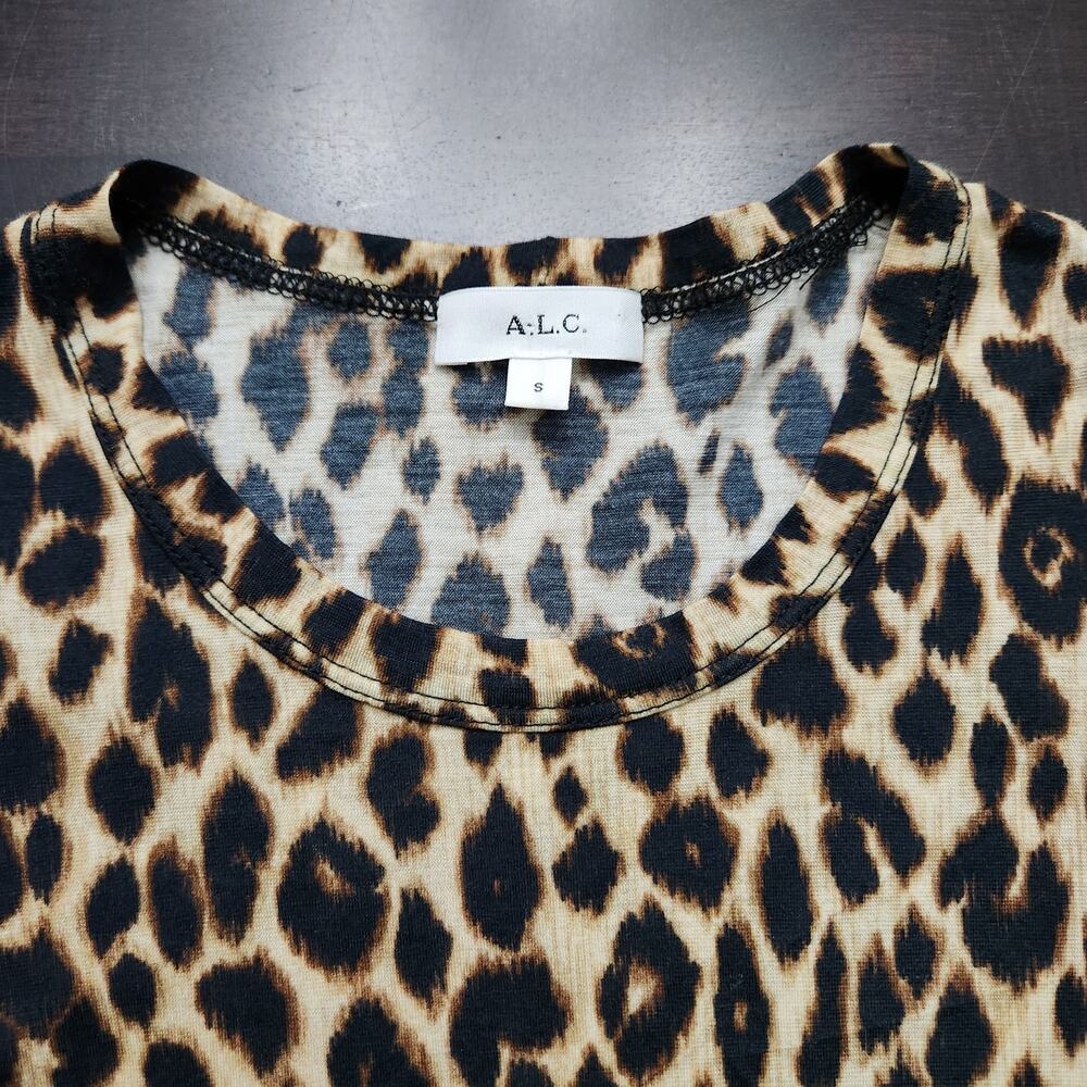 A.L.C. Leopard Print Puff Sleeve Blouse Size Small - image 2